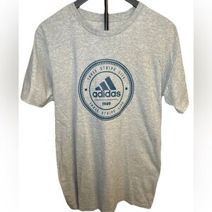 Adidas Gray Three Stripe Life 1949 Short Sleeve Tee Men’s Medium